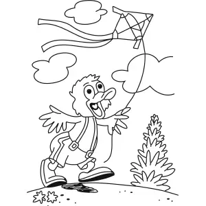 Duck with Kite coloring page