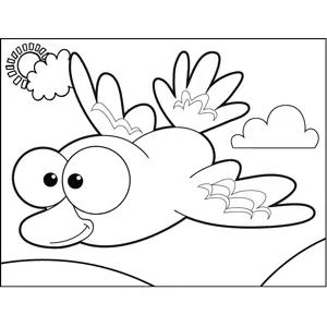 Happy Flying Bird coloring page