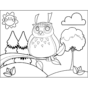 Owl on Branch coloring page