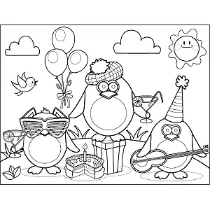 Party Birds coloring page