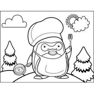 Penguin Chef coloring page
