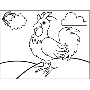 Rooster on a Hill coloring page