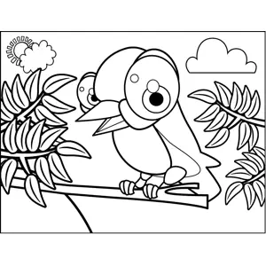 Singing Bird on Branch coloring page