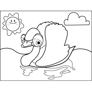 Swimming Swan coloring page