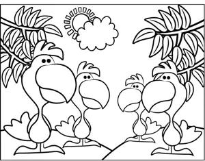 Tropical Birds coloring page