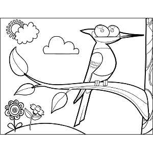 Woodpecker in Tree coloring page