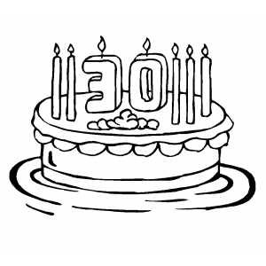 30th Birthday Cake With 7 Candles coloring page