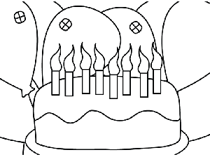 Birthday Cake Balloons coloring page