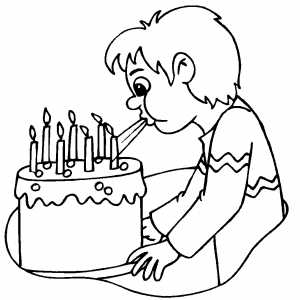 Blowing Out Cake Candles coloring page