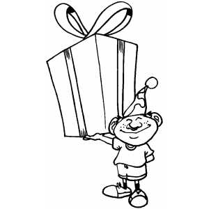 Boy With Huge Gift coloring page