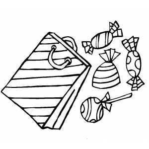 Gift Bag With Candies coloring page