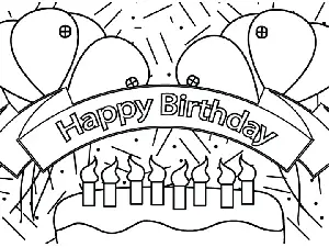 Happy Birthday Banner coloring page