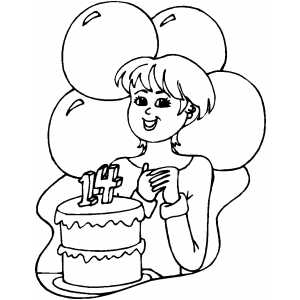 Kids 14th Birthday coloring page