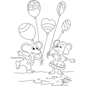 Mice and Balloons coloring page