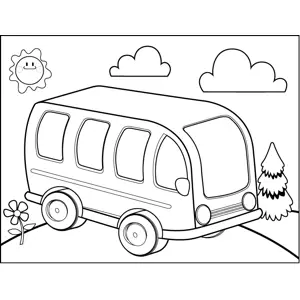 Bus on Hill coloring page