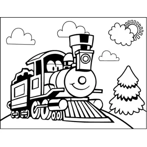 Smiling Train coloring page