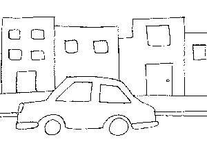 Car in the City Coloring Page