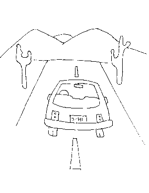 Car in the Desert Coloring Page