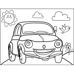 Car with Face coloring page
