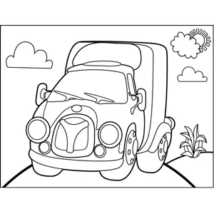 Truck on Hill coloring page