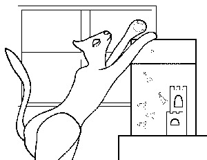 Cat Feeding Fish coloring page