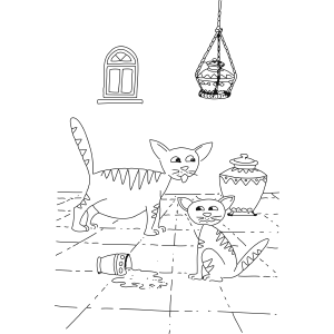 Cat Friends Spilled Milk coloring page