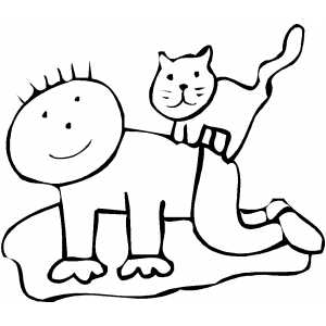 Cat On Kid Back coloring page
