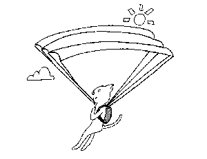 Cat in Parachute Coloring Page