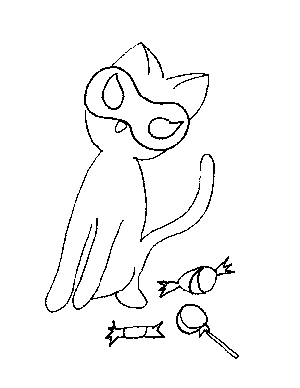 Cat with Mask Coloring Page