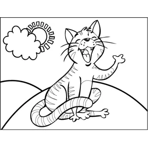 Caterwauling Striped Cat coloring page
