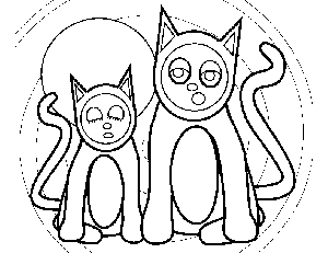 Cats Meowing at the Moon coloring page