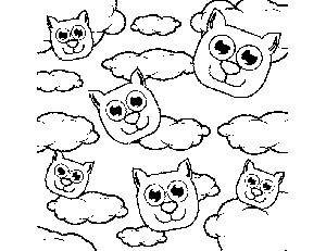 Cats in Clouds coloring page