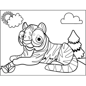 Cute Happy Tiger coloring page
