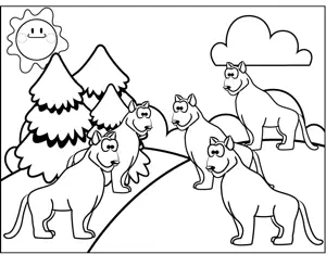 Cute Lionesses coloring page