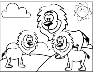 Cute Lions coloring page
