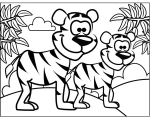 Cute Tigers coloring page