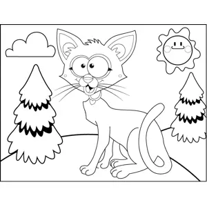 Excited Cat coloring page