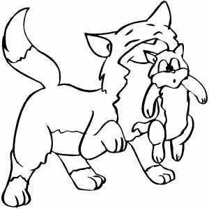 Happy Cat With Kitten coloring page