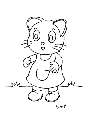 Kitten In Boots And Apron coloring page