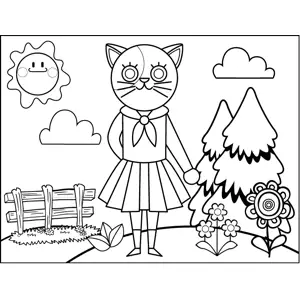 Kitty in a Dress coloring page