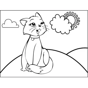 Pretty Cat Meowing coloring page
