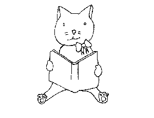 Reading Cat Coloring Page