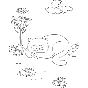 Sleepy Kitty coloring page