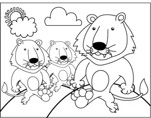 Three Lions coloring page