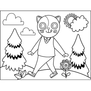 Walking Cat in Sweater Vest coloring page