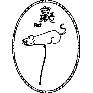 Balloon Rat Chinese Zodiac Coloring Page