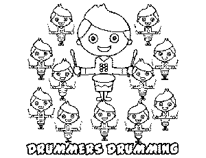12 Drummers Drumming coloring page
