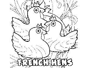 3 French Hens coloring page