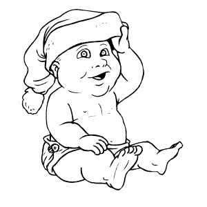 Baby Wearing Santa Hat coloring page