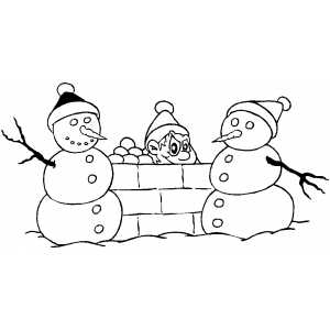 Boy And Snowmen coloring page